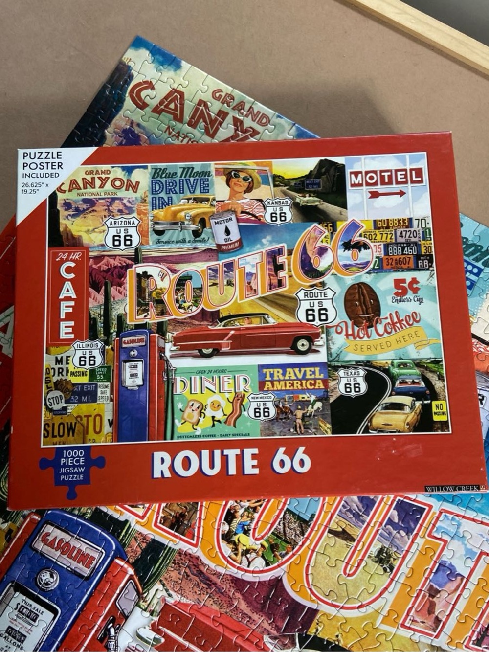 Route 66 1000-Piece Jigsaw Puzzle Travel Collage large poster included